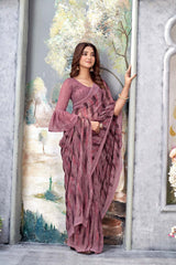 Purple Georgette printed Saree