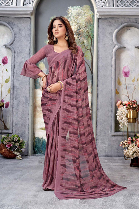 Purple Georgette printed Saree