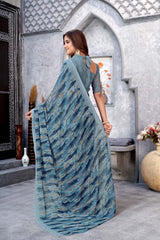 Grey Georgette printed Saree