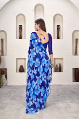 Blue Georgette printed Saree