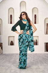 Green Georgette printed Saree