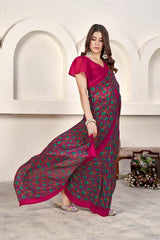 Pink Georgette printed Saree