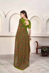 Green Georgette printed Saree