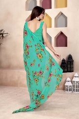 Green Georgette printed Saree