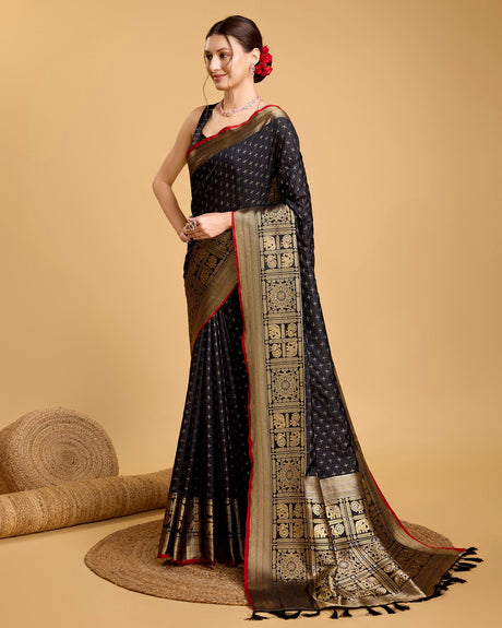 Black Silk Woven Saree