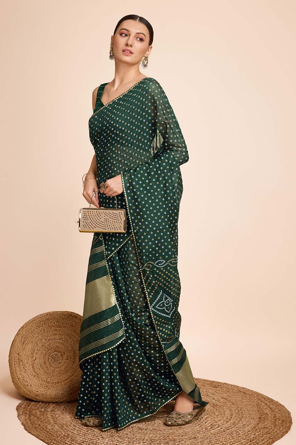 Green Cotton Silk Zari  Saree