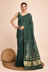 Green Cotton Silk Zari  Saree