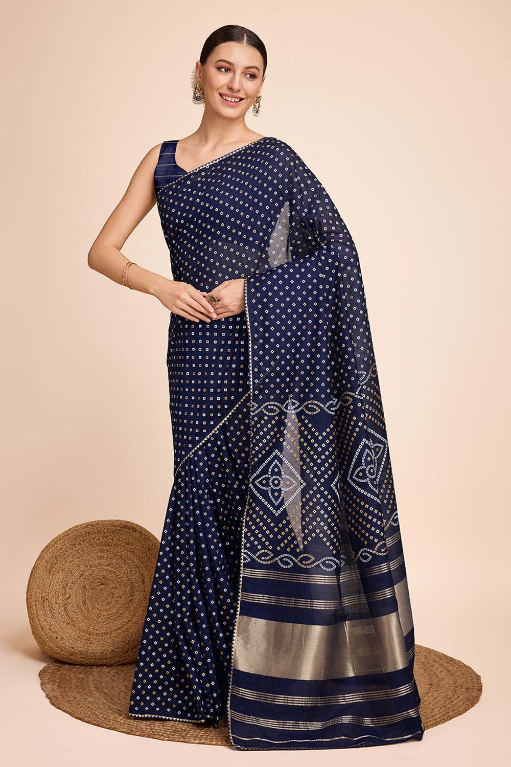 Blue Cotton Silk Zari  Saree