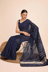 Blue Cotton Silk Zari  Saree