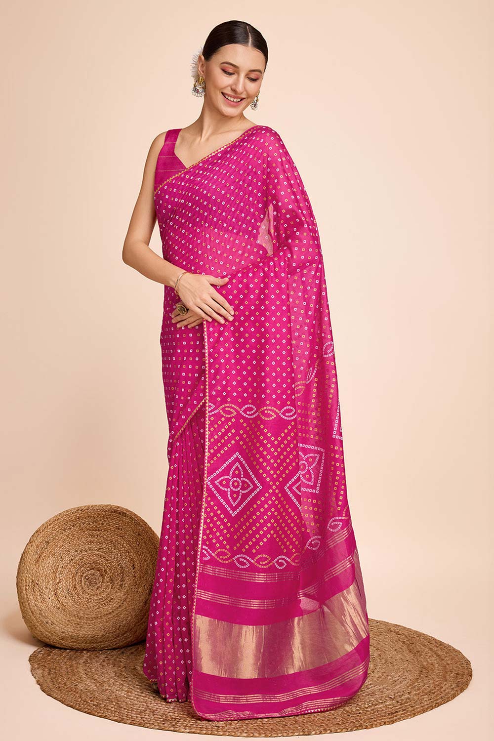 Pink Cotton Silk Zari  Saree