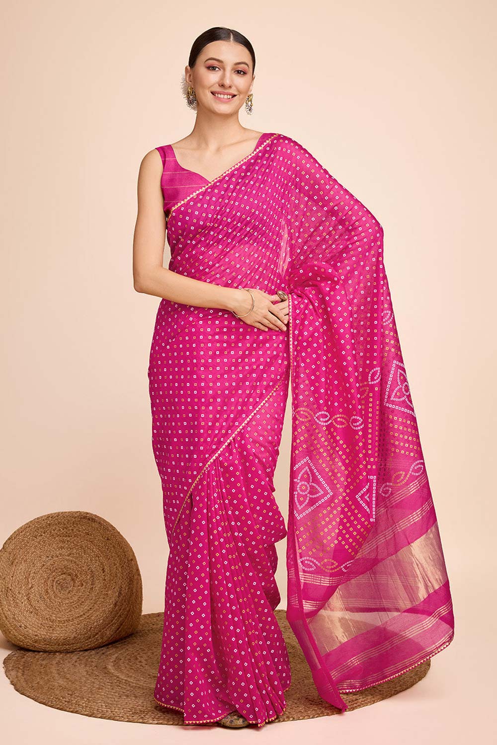 Pink Cotton Silk Zari  Saree