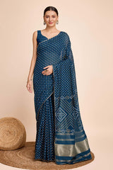 Blue Cotton Silk Zari  Saree