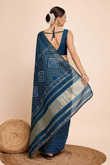 Blue Cotton Silk Zari  Saree