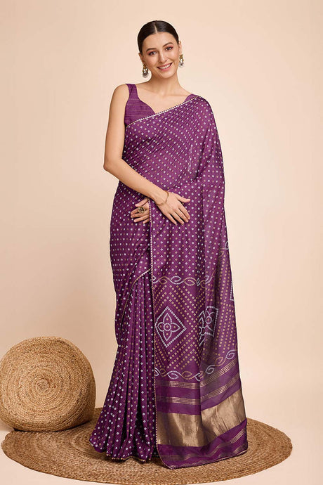 Purple Cotton Silk Zari  Saree