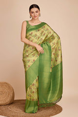 Green Silk Blend Zari  Saree