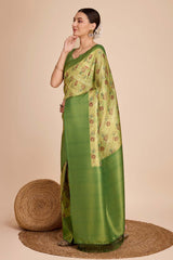 Green Silk Blend Zari  Saree