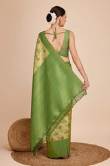 Green Silk Blend Zari  Saree