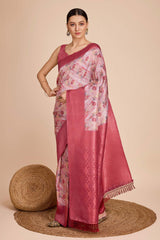 Pink Silk Blend Zari  Saree