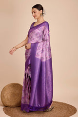 Purple Silk Blend Zari  Saree