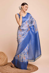 Blue Silk Blend Zari  Saree