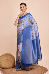 Blue Silk Blend Zari  Saree