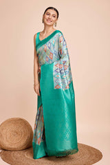 Green Silk Blend Zari  Saree