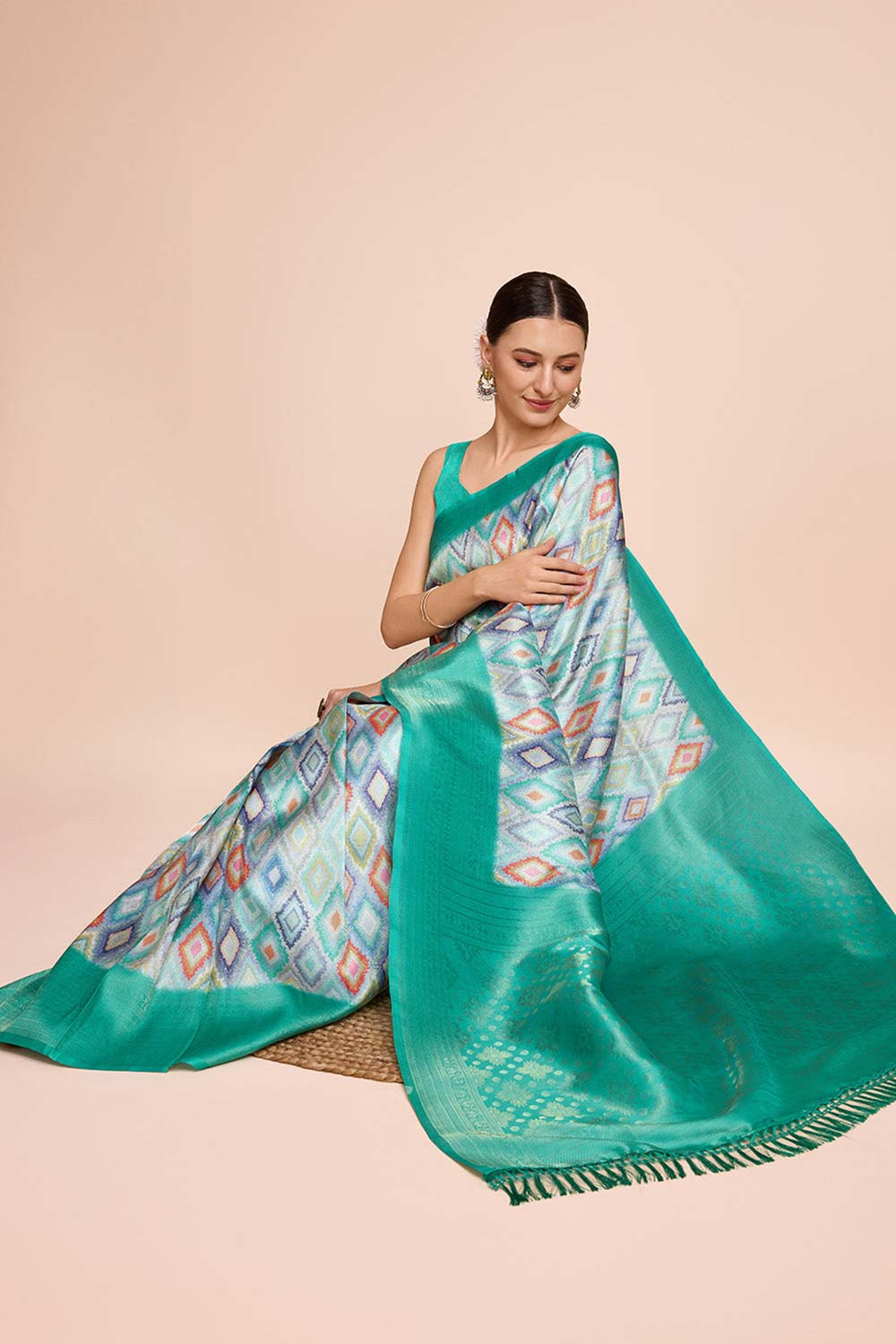 Green Silk Blend Zari  Saree