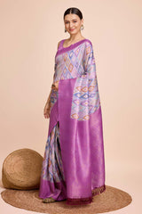 Purple Silk Blend Zari  Saree