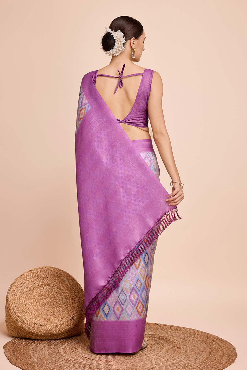 Purple Silk Blend Zari  Saree