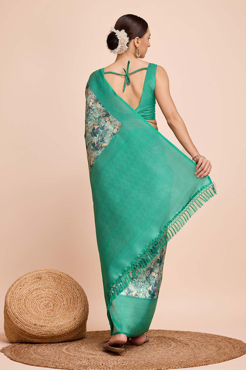 Green Silk Blend Zari  Saree