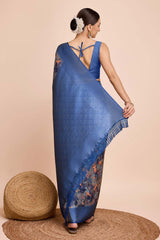 Blue Silk Blend Zari  Saree