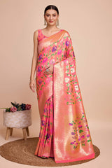 Pink Silk Blend Zari  Saree