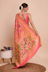 Pink Silk Blend Zari  Saree