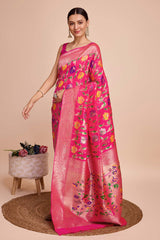 Pink Silk Blend Zari  Saree