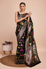 Black Silk Blend Zari  Saree