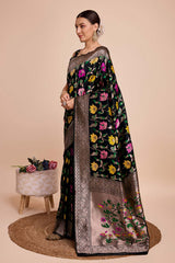 Black Silk Blend Zari  Saree