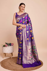 Blue Silk Blend Zari  Saree