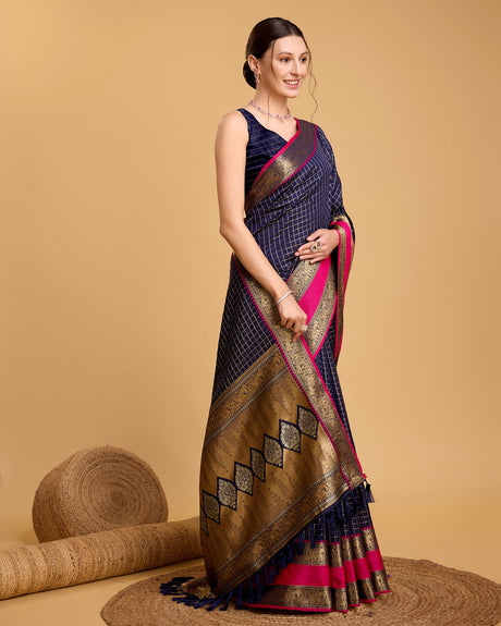 Blue Silk Woven Saree