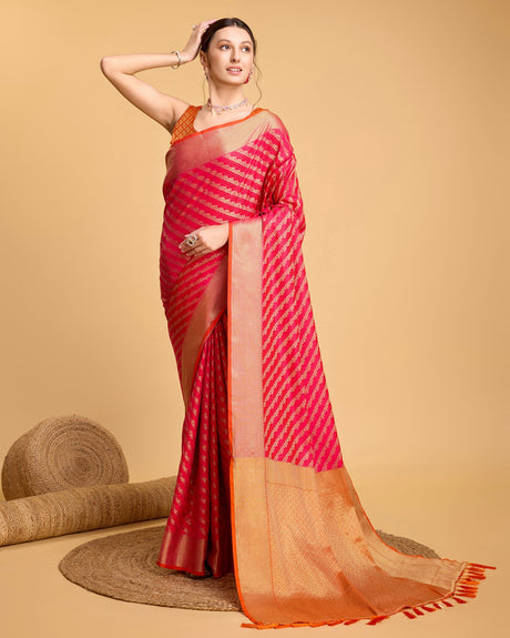 Pink Silk Woven Saree