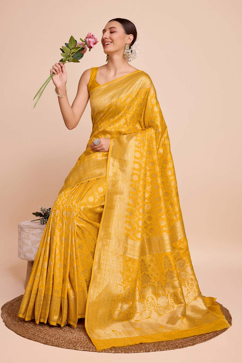 Gold Pure Silk Zari  Saree