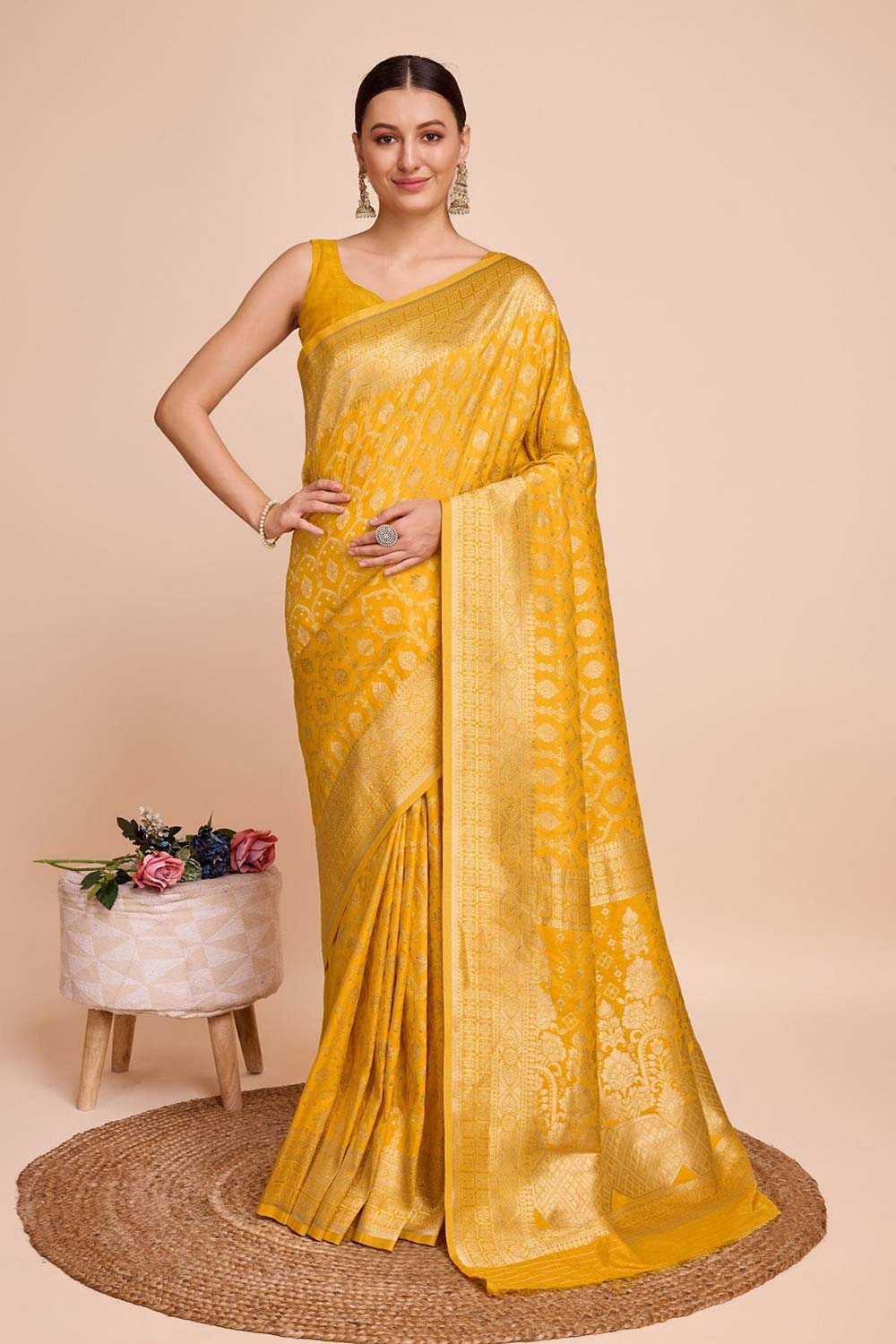 Gold Pure Silk Zari  Saree