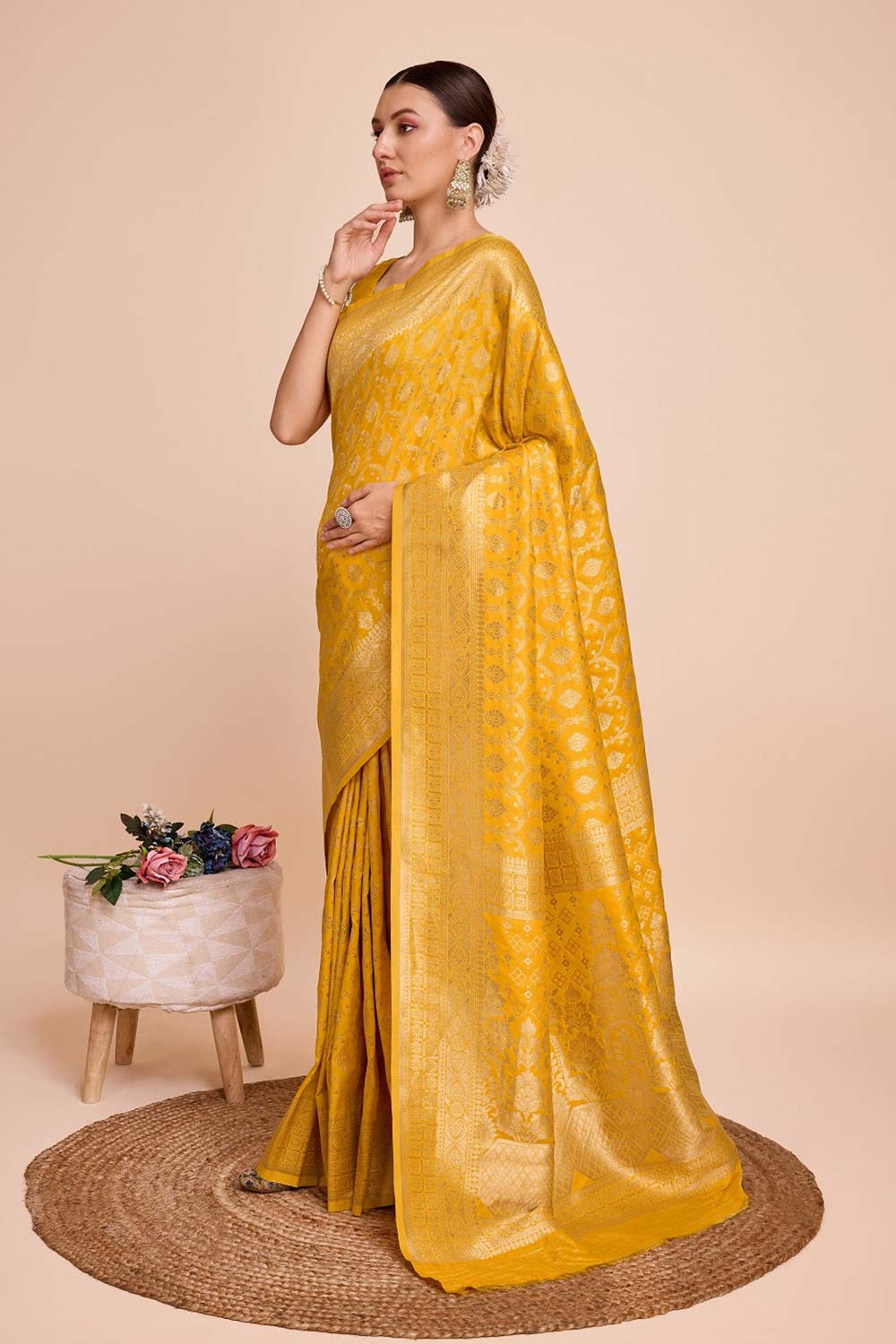 Gold Pure Silk Zari  Saree