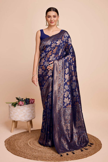 Blue Pure Silk Zari  Saree