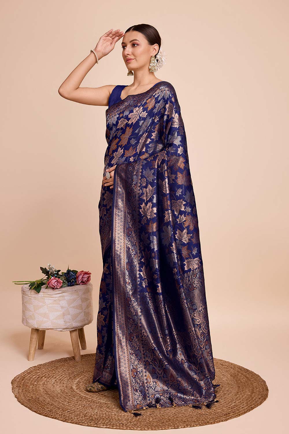 Blue Pure Silk Zari  Saree