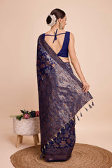 Blue Pure Silk Zari  Saree