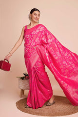 Pink Pure Silk Zari  Saree