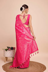 Pink Pure Silk Zari  Saree