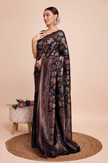 Black Pure Silk Zari  Saree