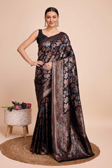 Black Pure Silk Zari  Saree