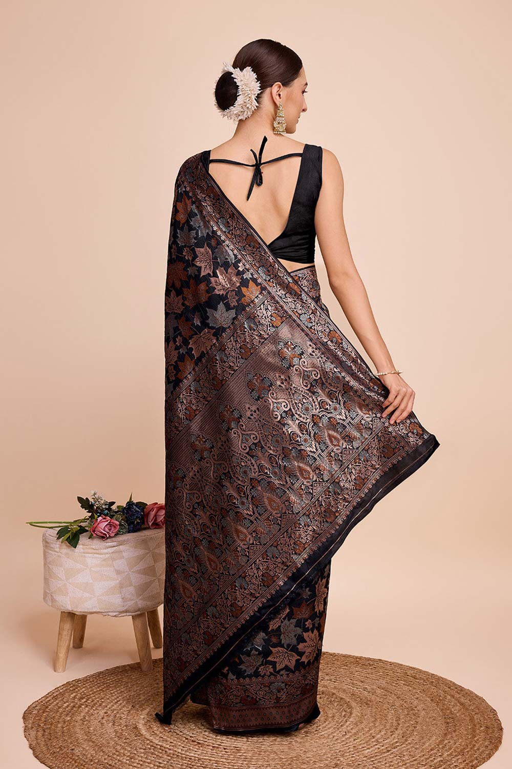 Black Pure Silk Zari  Saree